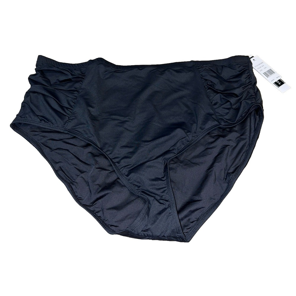 New La Blanca Womens Sz 22W Plus Black Swimwear High Waist Bottoms Tummy Control - Picture 1 of 7